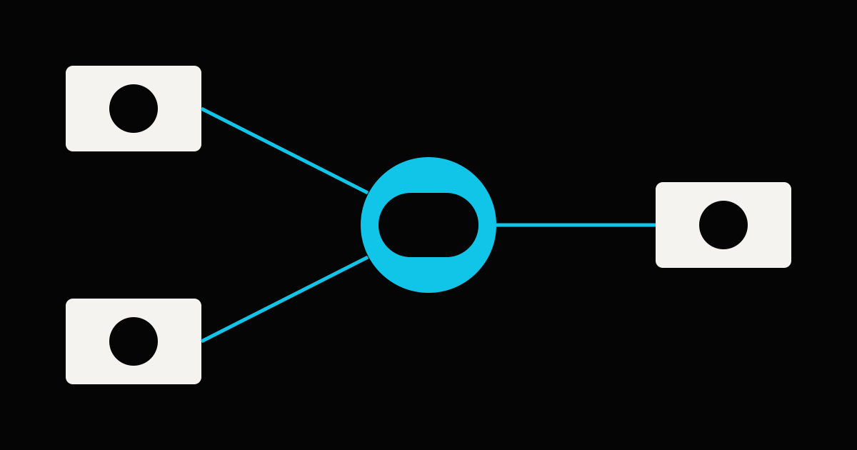 Abstract multi-camera coverage converging on a live performance