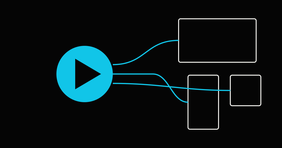 One live-production signal branching into multiple content formats